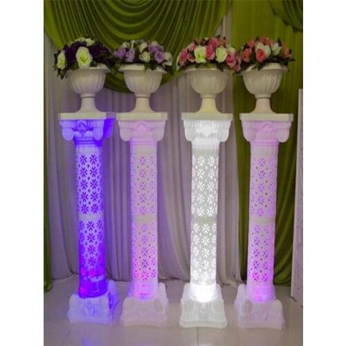 Upscale LED Luminous Plastic Roman Column with Flower for Wedding Events Welcome Area Decoration Photo Booth Props Supplies Free
