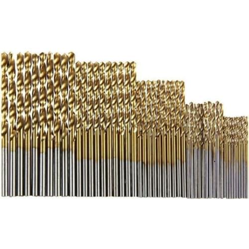 50Pcs HSS Titanium Coated High Speed Steel Twist Drill Bit Set Tool 1.0mm/1.5mm/2.0mm/2.5/3.0mm Hand Tools Power Parts Gold