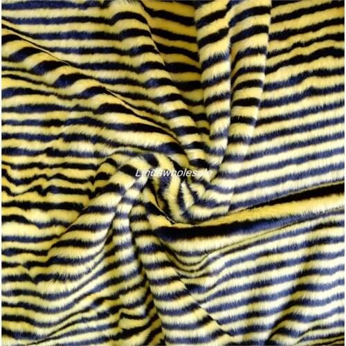 Yellow and black two-color stripe jacquard plush handbags clothing toys material,faux fur fabric
