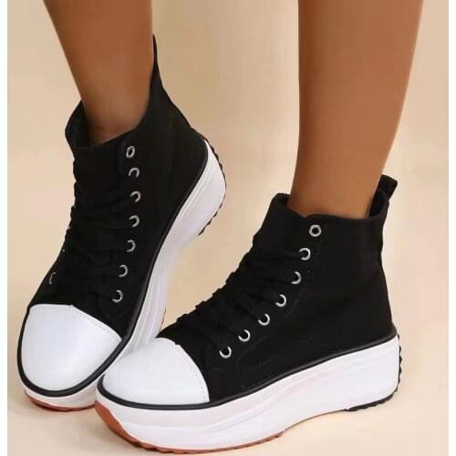 Vulcanized Women Shoes Woman Platform Womens Mesh High-top Lace-up Casual Shoes Walking Sneakers Soft Zapatos Demujer