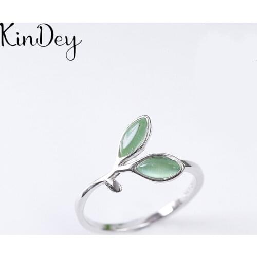 Kindey Personality Silver Color Leaf Rings For Women Bridal Wedding Jewelry Adjustable Size Finger Rings