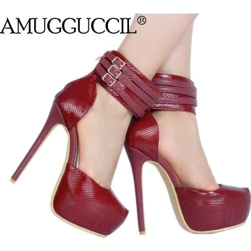 2021 New Plus Big Size 35-52 Wine-red Fashion Sexy High Heel Platform Party Wedding Spring Female Lady Shoes Women Pumps D1314