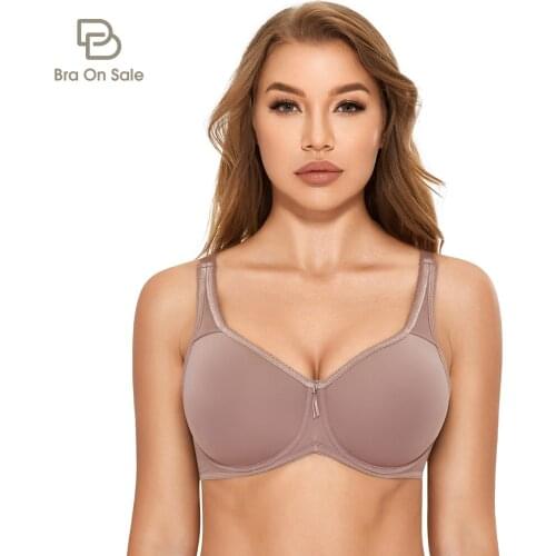 Womens Full Coverage T-Shirt Bra Plus Size Seamless Padded Underwire Smooth Underwear