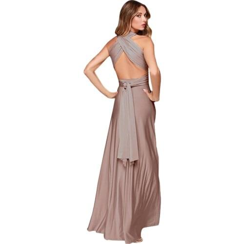 New Fashion Design Womens Multi-wear Method Multi-rope Cross Halter Solid Dress Sexy Bandage Dress Long Skirt Dress Accessories