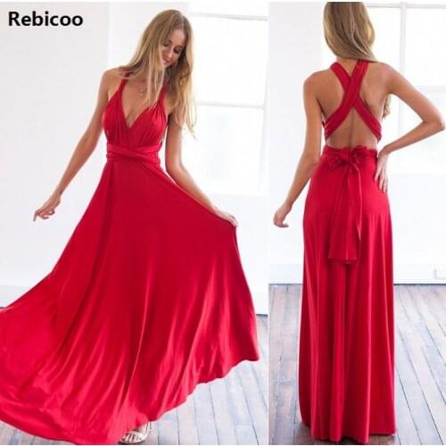 Ladies Perfect dress Beautiful long maxi dress women sexy V-neck Wrap around design robe Club Red Dress Bandage Long Dress Party
