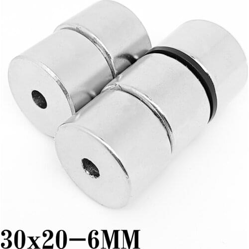 1/2PCS 30x20-6 Round Super Powerful Strong Magnetic Magnets 30*20 mm Hole 6mm Countersunk Neodymium Magnet 30X20-6mm 30*20-6