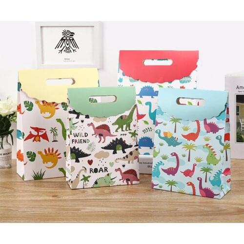 1pcs/lot Dinosaur theme party paper gift bag for baby shower birthday party decorations anniversaire dinosaure gift bag