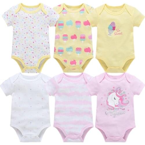 2021 6PCS/Set Unisex Newborn Baby Boy Clothes Unicorn Cotton Baby Girl Clothes Cartoon Girls Baby Clothing Jumpsuits Bodysuits