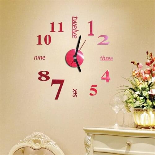 3D Wall Clock DIY Acrylic Mirror Stickers Home Decoration Creative Removable Art Decal Living Room Clocks Sticker Ornaments