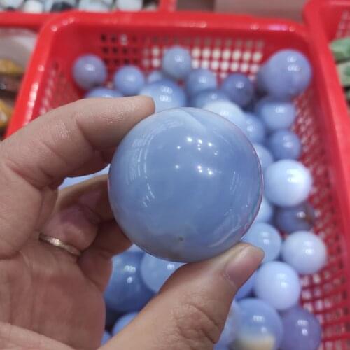 4-5cm Natural Polished Blue Chalcedony Crystal ball Shaped Stone Specimen Healing Decor Natural Stones and Minerals