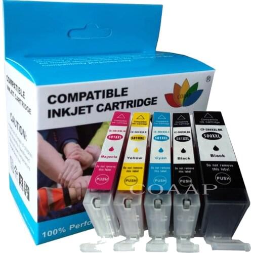 5 PCS PGI-580 CLI-581 Compatible ink Cartridge For Canon TS8150 TS8151 TS8152 TS9150 TS9155 TR7550 TS6150 inkjet printer