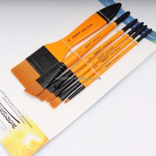 6 Pcs Professional Paint Brushes Different Size Nylon Hair Artist Painting Brush For Acrylic Oil Watercolor Art Supplies