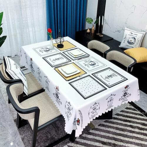 White Geometrc Rectangular Table Covers Dining Coffee Waterproof Tablecloth Wedding Party Decoration Table Cloth Picnic Blanket