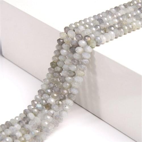 15.5" Grade A Labradorite Faceted Rondelle Beads Wholesale 4*6 mm Abacus Wheel Stone Spacer Strand Bead For DIY Making Jewelry