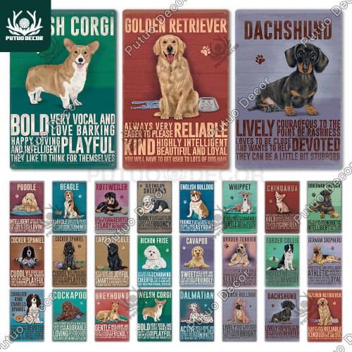 Putuo Decor Dog Vintage Tin Sign Metal Sign Decorative Plaque Wall Decor Living Room Man Cave Cafe Farm Home Decoration