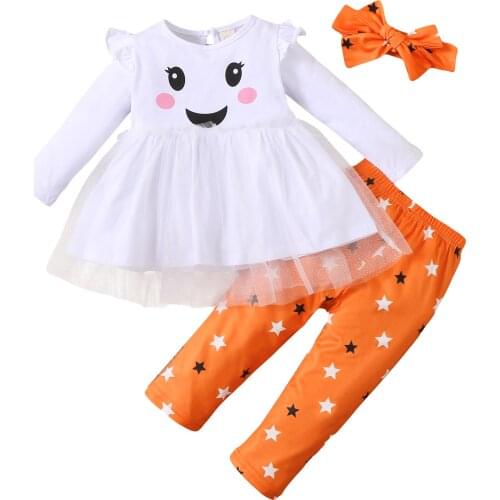 Ma&Baby 1-5Y Kid Baby Girls Halloween Costumes Toddler GIrls Clothes Set Long Sleeve Tulle Cartoon Tops Pants Outfits DD40