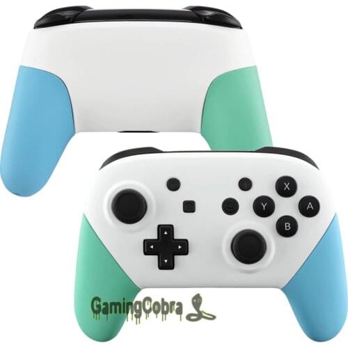 Soft Touch White Faceplate Backplate Mint Green Heaven Blue Handles Grip Housing Replacement for Nintendo Switch Pro Controller