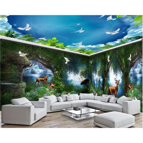 Custom photo 3d room wallpaper Idyllic fantasy fairy forest waterfall full house backdrop 3d wall mural wallpaper for wall 3 d