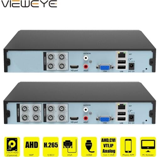 Face Detect H.265 AHD DVR 4/8 Channel Video Recorder DVR NVR H.265 Hybrid 6 in 1 for TVI CVI CVBS AHD 5MP Camera and 5MP IP Cam