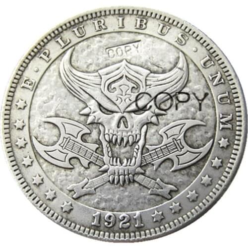 HB(87)US Hobo 1921 Morgan Dollar Skull Zombie Skeleton Silver Plated Copy Coins