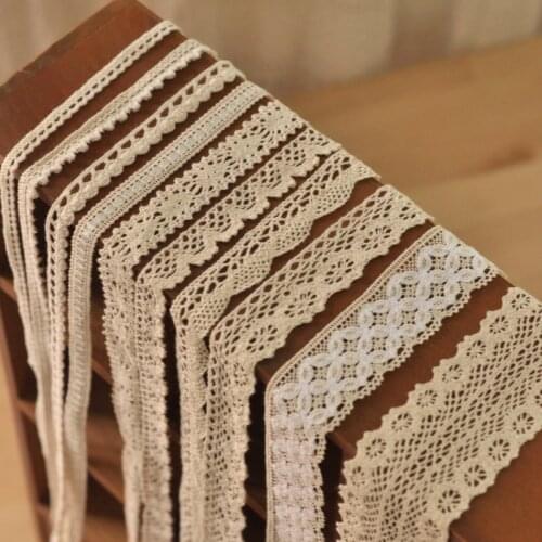 Cotton Thread Lace Trim Beige White Bleached Lace For Clothing Fabric Art Handmade Accessories Patchwork Sewing Items 90cm