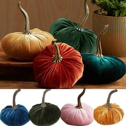 1 Pc Handmade Velvet Pumpkins Decor Super Soft Stuffed Foam Cute Artificial Pumpkin Pumpkin Exquisite With Simulated Pumpki C4N9