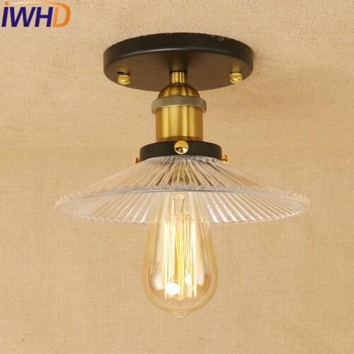 IWHD Retro Loft Style Edison Industrial Ceiling Lamp Antique Iron Glass Vintage Ceiling Light Fixtures Home Lighting Luminaria