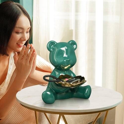 Nordic Style Ceramic Bear Storage Decoration Shoe Cabinet Key Jewelry Rack Living Room Creative Decoration Home Accessories