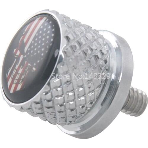 Motorcycle Chrome Skull American Flag Style Rear Aluminum Billet Screw Seat Bolt Nut Fit For Harley Universal New