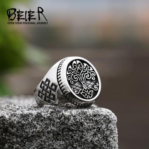 Beier 316L stainless steel viking amulet Tree of life stamp men and women rings fashionhigh quality jewelry LLBR8-732R