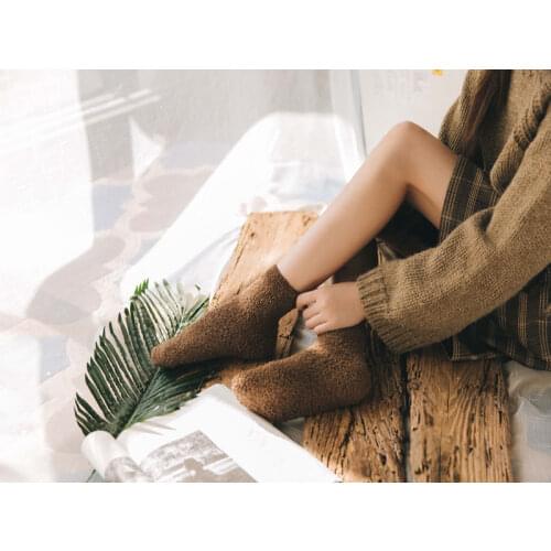 New Fashion One Size Womens Coral Velvet Socks Cozy Plush Socks Fuzzy Sock Sleeping Bed Socks 1 Pair Fluffy Winter Warm Socks