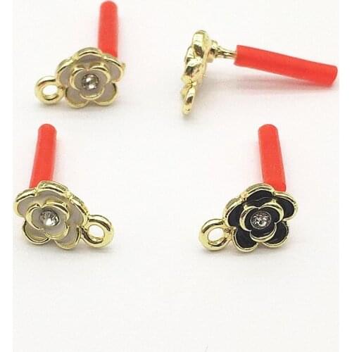 New arrival! 12x8mm 100pcs Zinc Alloy Enamel Flower Ear Stud for Handmade Earring DIY Parts Jewelry Findings & Components