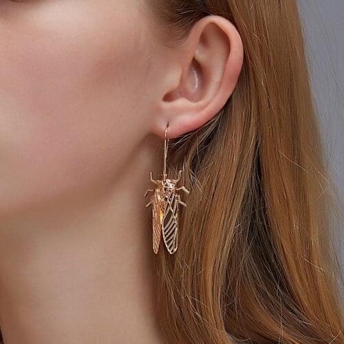 New Earrings Creative Insect Golden Cicada Earrings Personality Long Earrings Earrings Earrings
