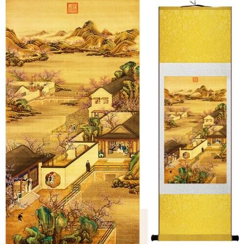 Landscape painting Home Office Decoration Chinese scroll painting mountain and River painting China palace garden19041903