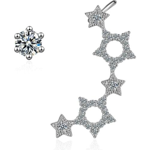 Hollow Star Pentagram Big Asymmetric Bling Stud Earrings For Women Sweet Korean Trendy Aesthetic Jewelry