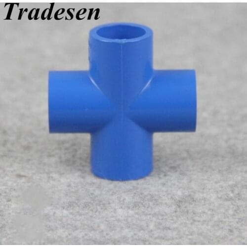 1pcs I.D Blue 20mm-50mm PVC Pipe Cross Connector Garden Irrigation System Parts Tube 4 Way Fish Tank Supplies UPVC Pipe Adapter