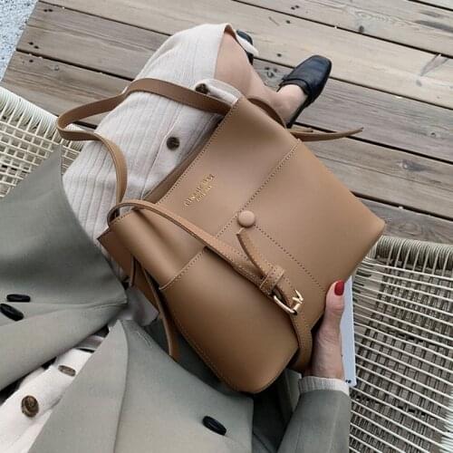 OLSITTI Casaul Buckets Bags for Women 2021 Designer Ladies Shoulder Bags Luxury Soft Pu Leather Large Capacity Crossbody Bag