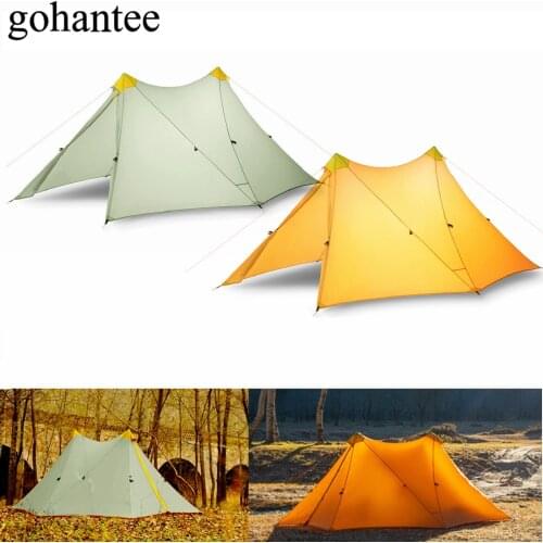 570G UL Ultralight Camping Tent 1-2 Person Outdoor 20D Nylon Both Sides Silicon Coating Rodless Double Tower Large Tent 4 Season