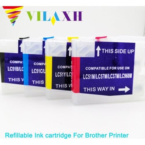 Vilaxh Refillable Ink cartridge for Brother LC10 LC37 LC51 LC57 LC960 LC970 LC1000 for brother DCP-130C 135C 150C DCP-330C