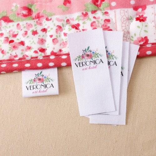 Handmade Vintage Flower Floral, Fold Cotton Fabric, Sewing Label Tag, Sewing Knitting, Personalized Brand (MD1092)