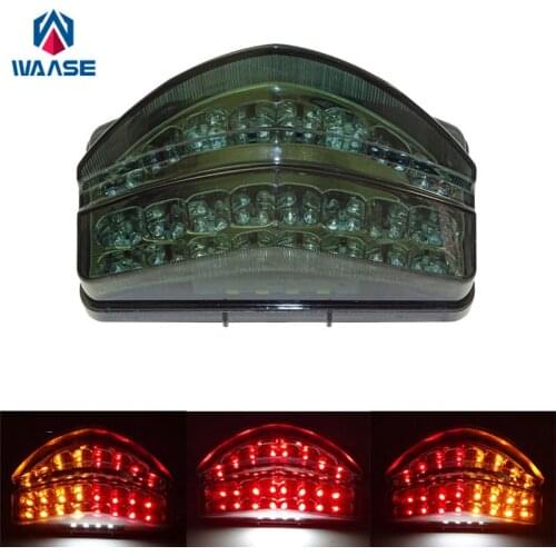 Waase For Honda CBR600F4i CBR 600 F4i 2001 2002 2003 Chrome Rear Tail Light Brake Turn Signals Integrated LED Light