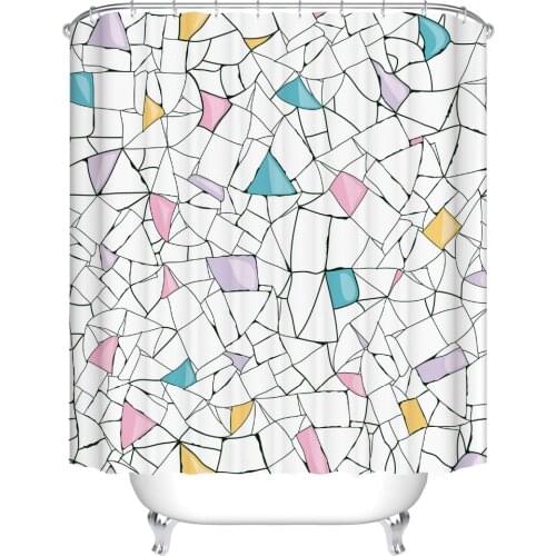 Simple Style Bathroom Shower Curtains Set Home Use Waterproof Polyester Curtains Bath Decor Plaid Curtains with Hooks