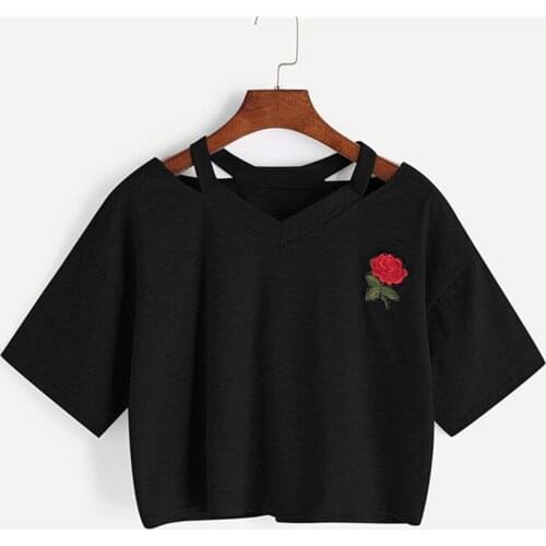 Women Fasihon Floral Printed Short T Shirt 2019 New Summer Short Sleeve Casual Harajuku Embroidery T-shirts Femme Tops