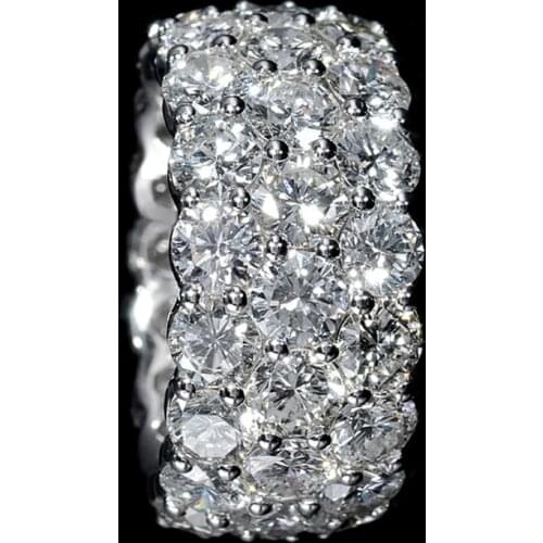 Huitan Bling Bling Full Paved Round CZ Crystal Promise Ring for Women Silver Color Brilliant Wedding Engagement Eternity Jewelry