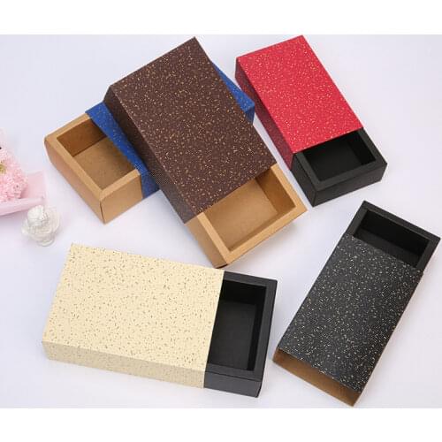 10pcs Rectangular Drawer Folding Gift Box Birthday Party Supplies White/Black/Red Cosmetic Candy Tea Kraft Paper Packaging Pouch