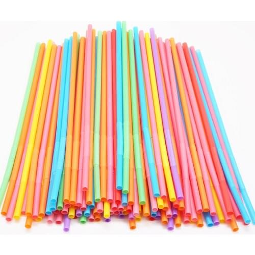100pcs Plastic Drinking Straws 8 Inche Long Multi-Colored Striped Bedable Disposable Straws Party Multi Colored Rainbow Straw
