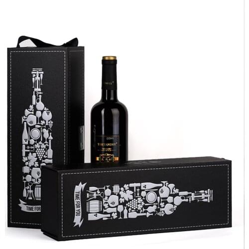 100PCS/LOT Luxury Red Wine Paper Box Hot Stamping Design Paper Bag Gift Bag