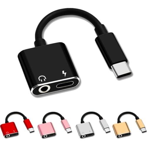 2 in 1 USB C Earphone Audio Adaptor For Huawei Xiaomi Redmi Type C To 3.5mm Jack Charging Aux Splitte Headphone Adapter Cable