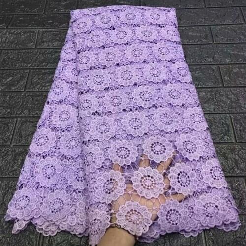 African Cord Lace Fabric 2020 purple High Quality Milk silk Lace Guipure Water Soluble Lace Cutout Holes For Wedding Sewing