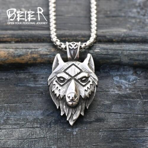 Beier men pendant viking wolf stainless steel man animal titanium steel cool personality jewelry LP514